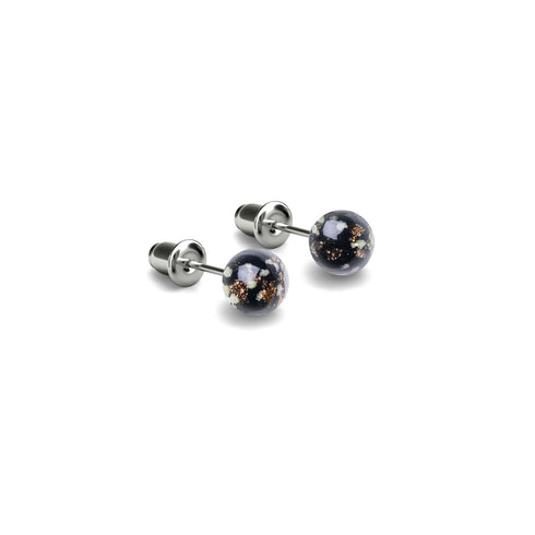 Obsidienne | Argent sterling .925 | Mini Boucles D'oreilles Tiges En Verre Luciole